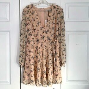 Floral peach long sleeve dress